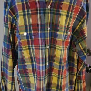 Ralph Lauren Red and Blue Casual Button Down Shirt